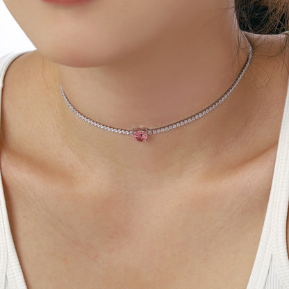 [Perla Lux]2.0 Carat Sparkling Tennis Heart Cut Necklace
