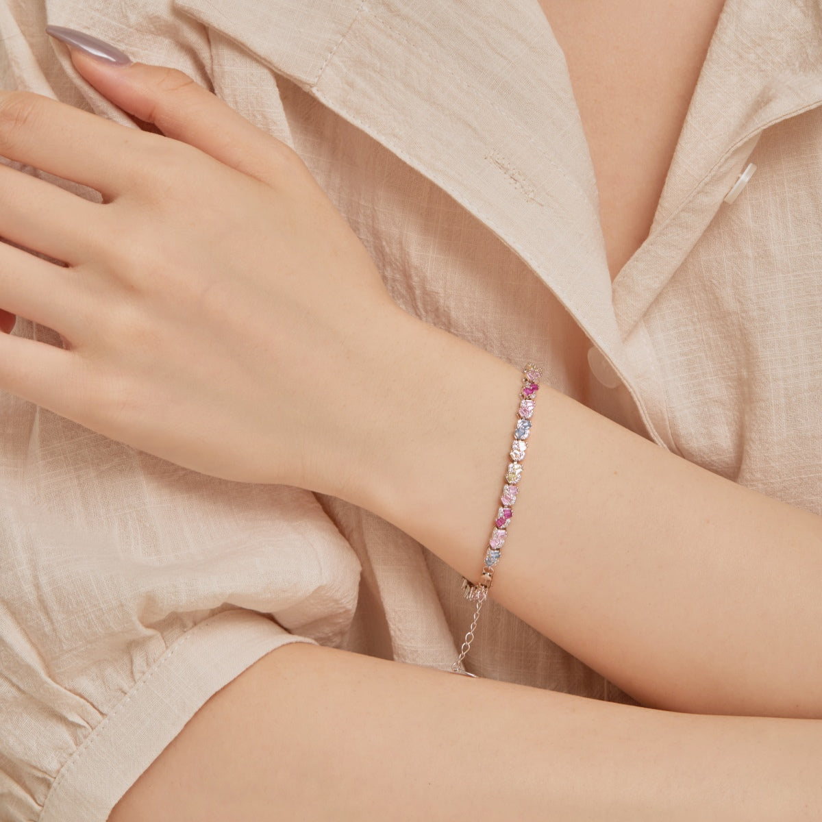 [Perla Lux]Ornate Colorful Flower Shape Party Bracelet