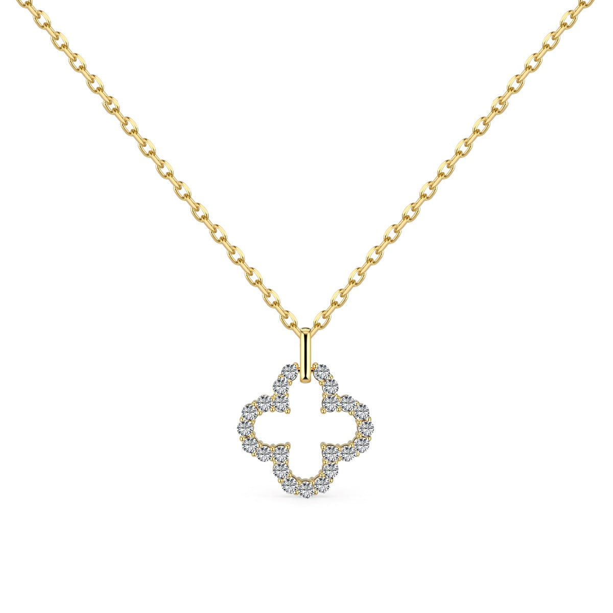 [Perla Lux]Four-Leaf Clover Hollow Design Exquisite Necklace