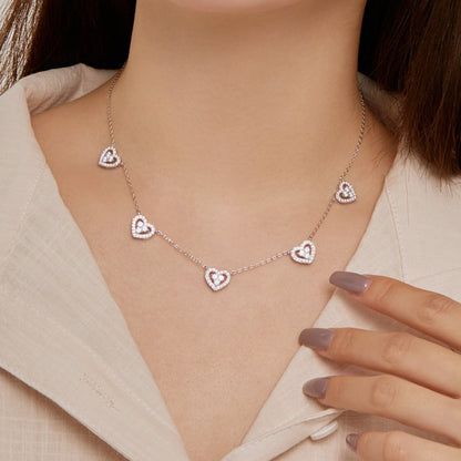 [Perla Lux]Sparkling Five Heart Necklace