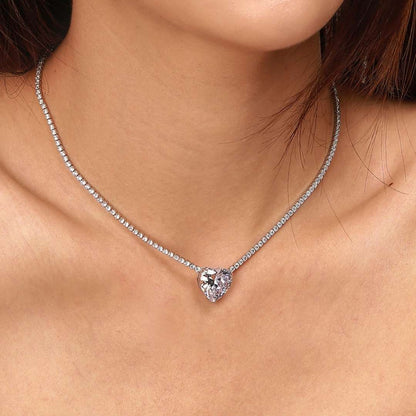 [Perla Lux]8.0 Carat Versatile Colorful Sweet Heart-Shaped Tennis Necklace
