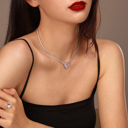[Perla Lux]8.0 Carat Versatile Colorful Sweet Heart-Shaped Tennis Necklace