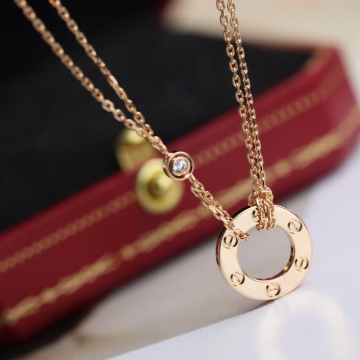 [Perla Lux]LOVE NECKLACE ADJUSTABLE ROSE GOLD 2 DIAMOND