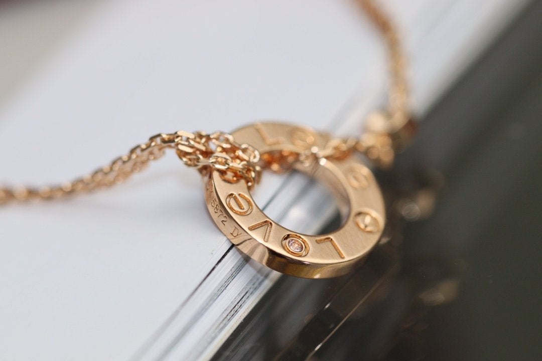 [Perla Lux]LOVE NECKLACE ADJUSTABLE ROSE GOLD 2 DIAMOND