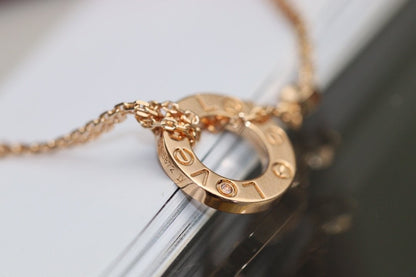 [Perla Lux]LOVE NECKLACE ADJUSTABLE ROSE GOLD 2 DIAMOND