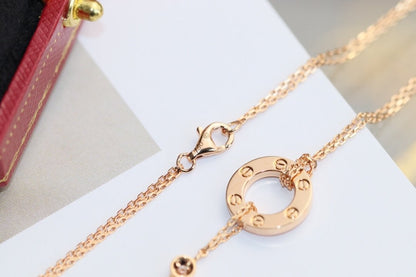 [Perla Lux]LOVE NECKLACE ADJUSTABLE ROSE GOLD 2 DIAMOND