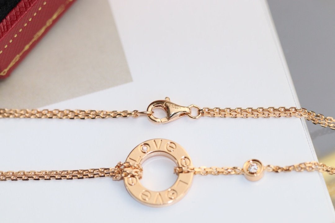 [Perla Lux]LOVE NECKLACE ADJUSTABLE ROSE GOLD 2 DIAMOND