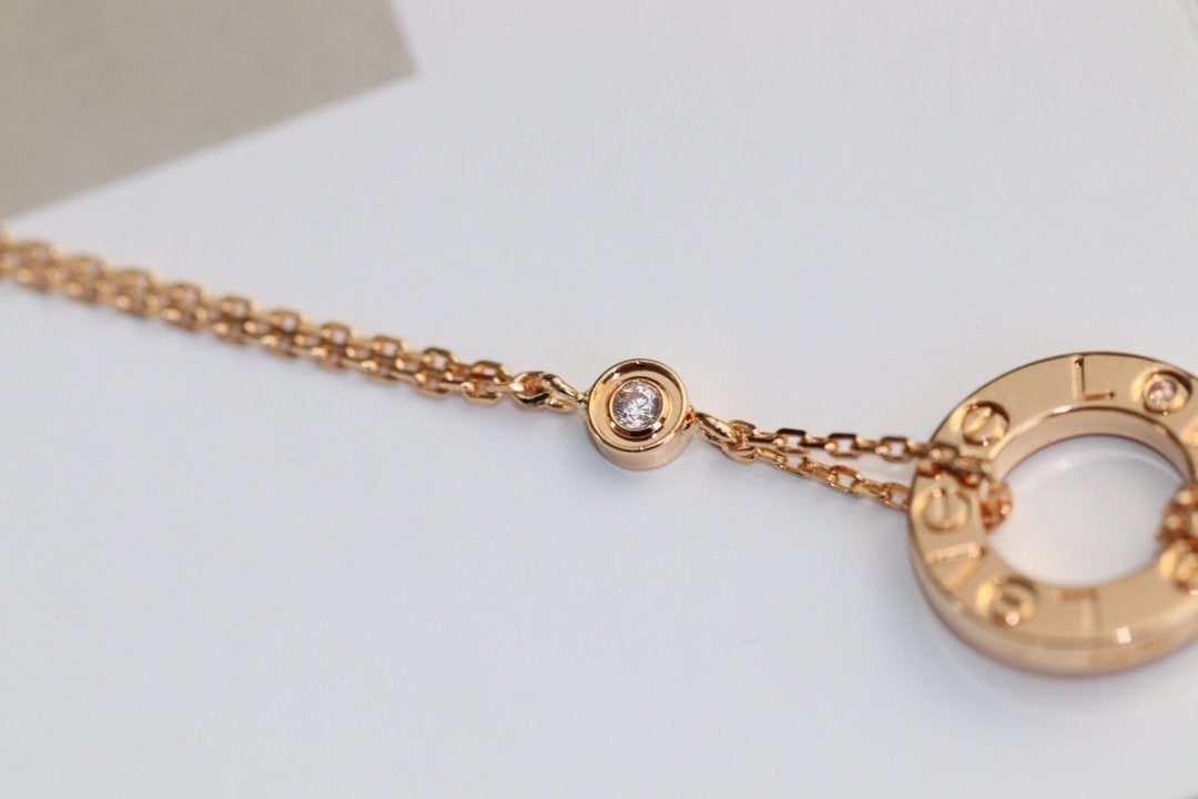 [Perla Lux]LOVE NECKLACE ADJUSTABLE ROSE GOLD 2 DIAMOND