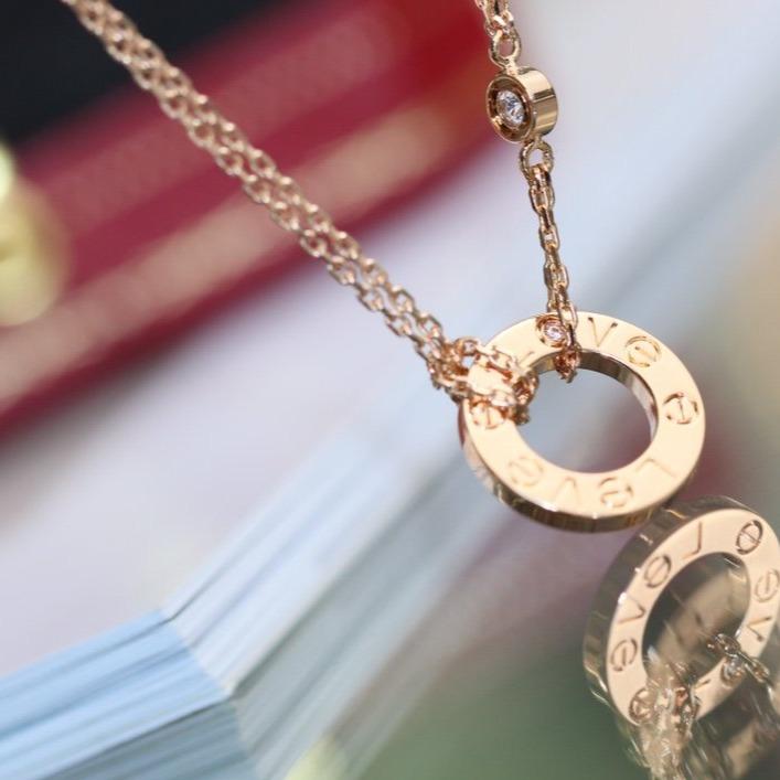 [Perla Lux]LOVE NECKLACE ADJUSTABLE ROSE GOLD 2 DIAMOND