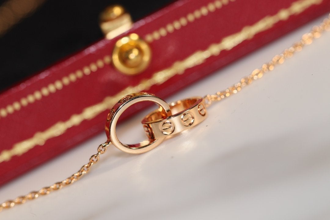 [Perla Lux]LOVE NECKLACE PINK GOLD AND SILVER