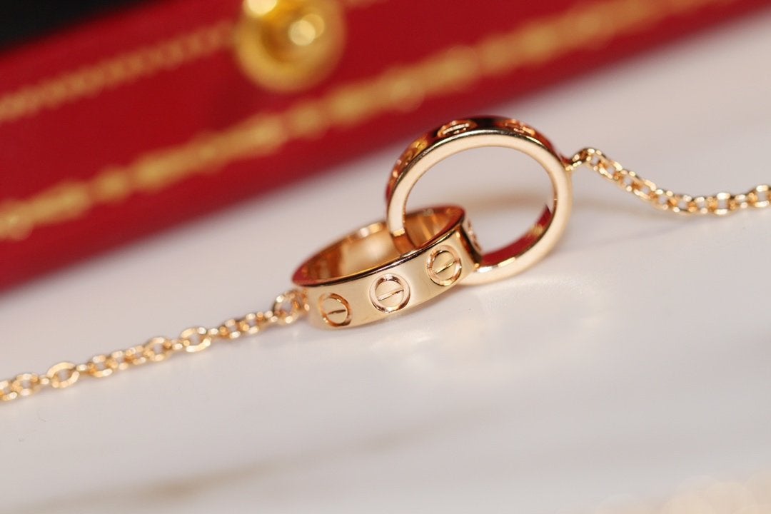 [Perla Lux]LOVE NECKLACE PINK GOLD AND SILVER