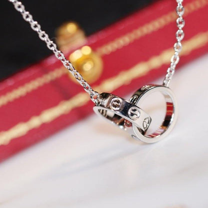 [Perla Lux]LOVE NECKLACE PINK GOLD AND SILVER