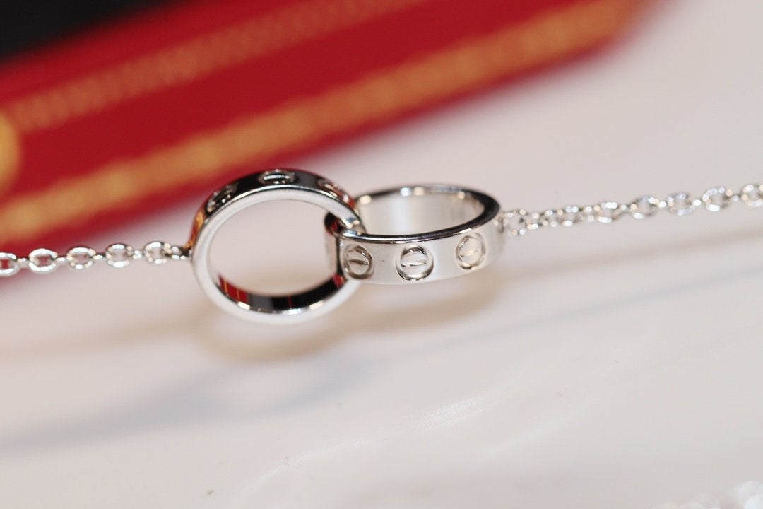 [Perla Lux]LOVE NECKLACE PINK GOLD AND SILVER