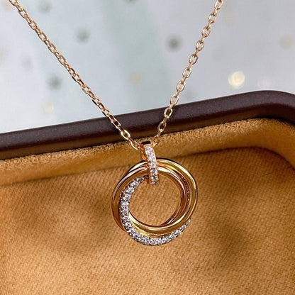 [Perla Lux]TRINITY NECKLACE SILVER GOLD PINK GOLD DIAMONDS