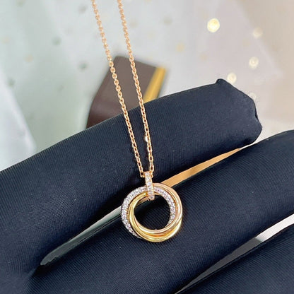 [Perla Lux]TRINITY NECKLACE SILVER GOLD PINK GOLD DIAMONDS