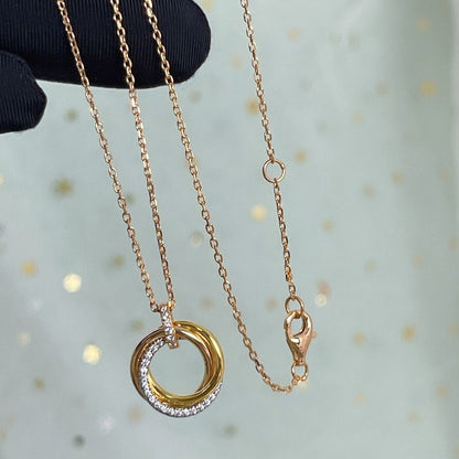 [Perla Lux]TRINITY NECKLACE SILVER GOLD PINK GOLD DIAMONDS