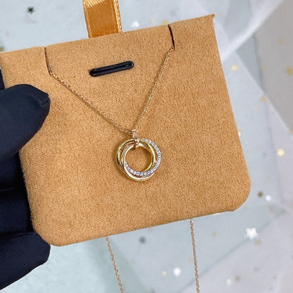 [Perla Lux]TRINITY NECKLACE SILVER GOLD PINK GOLD DIAMONDS