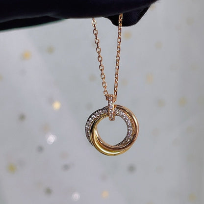 [Perla Lux]TRINITY NECKLACE SILVER GOLD PINK GOLD DIAMONDS