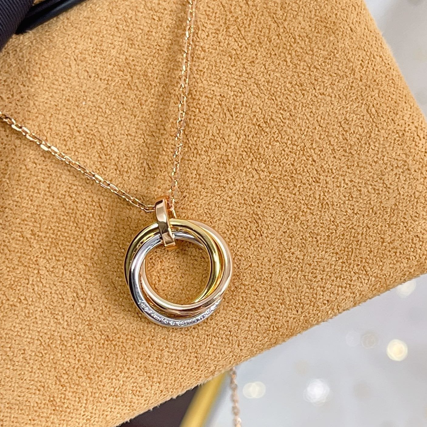 [Perla Lux]TRINITY NECKLACE SILVER GOLD PINK GOLD DIAMONDS