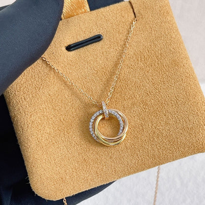[Perla Lux]TRINITY NECKLACE SILVER GOLD PINK GOLD DIAMONDS