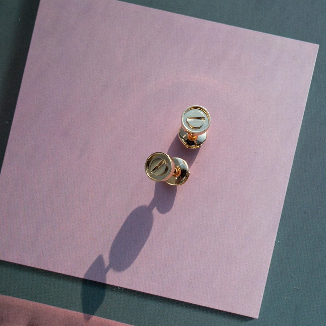 [Perla Lux]LOVE EARRINGS PINK GOLD 10MM