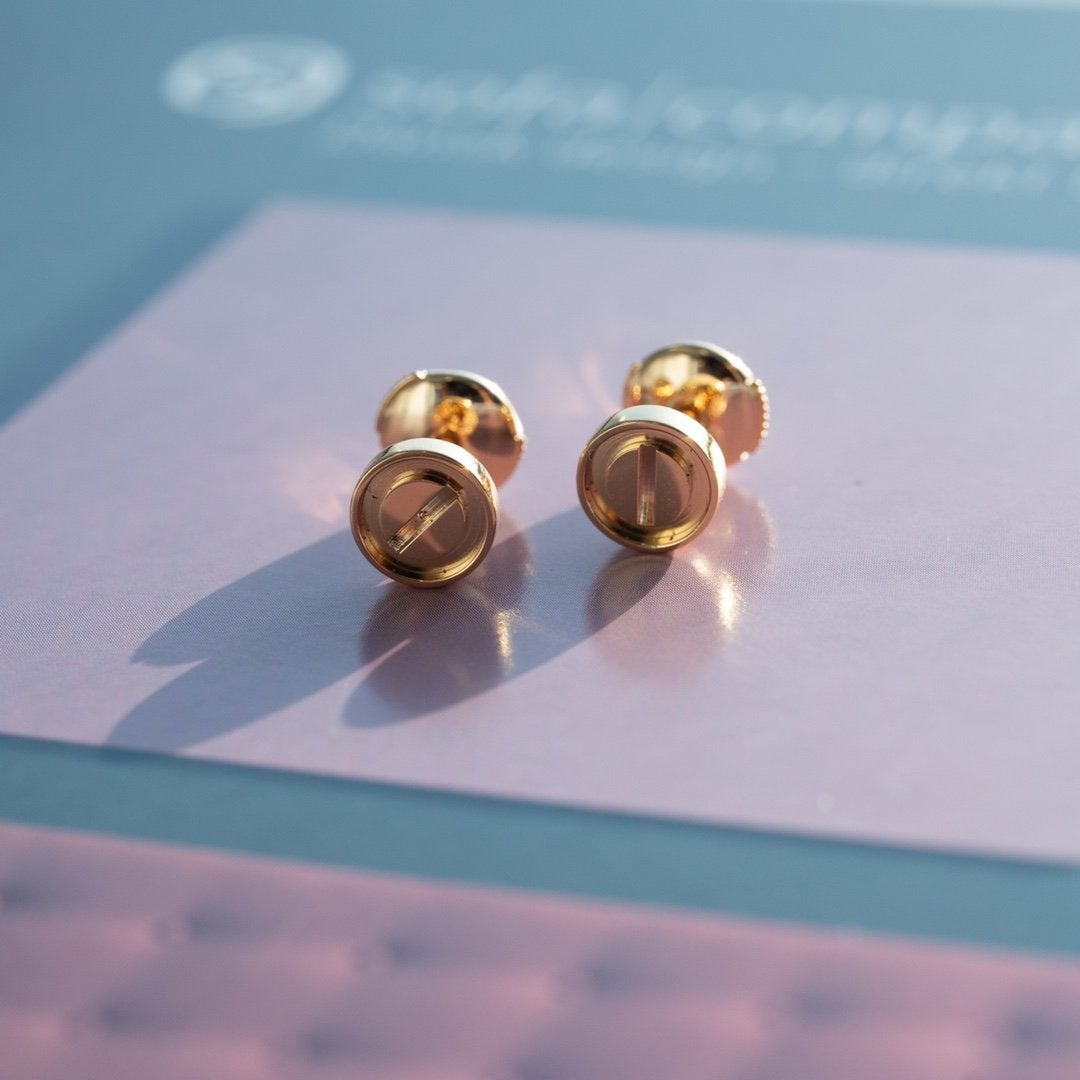 [Perla Lux]LOVE EARRINGS PINK GOLD 10MM