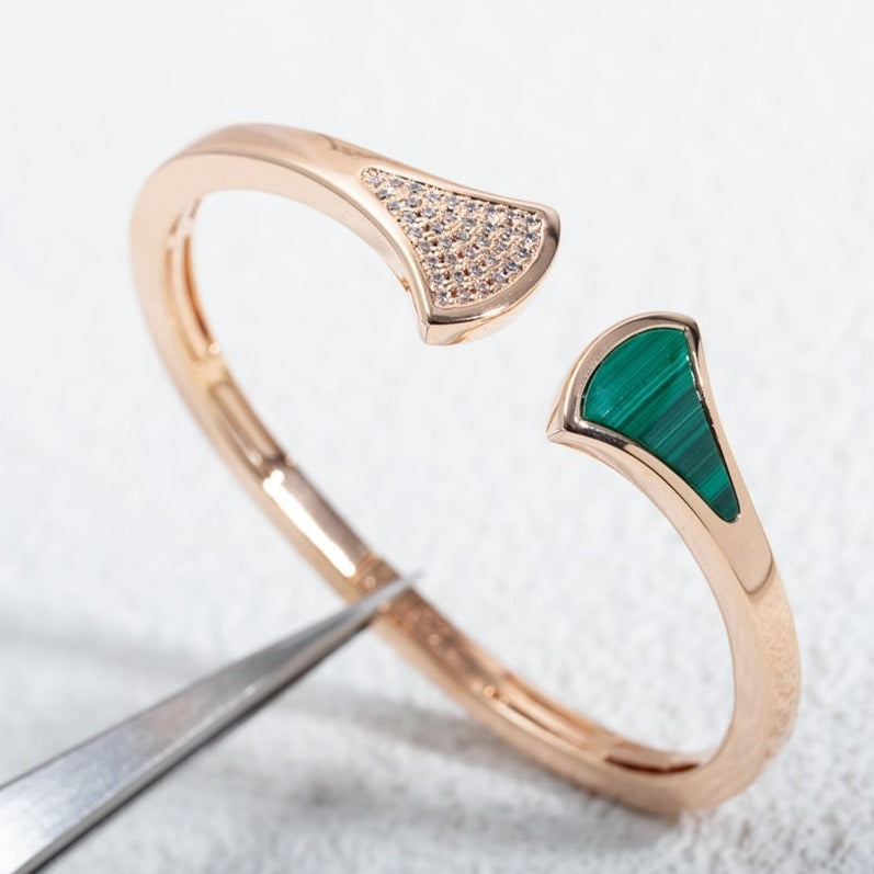 [Perla Lux]DREAM BRACELET OPEN MALACHITE PINK GOLD