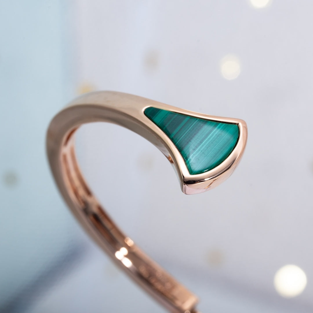 [Perla Lux]DREAM BRACELET OPEN MALACHITE PINK GOLD