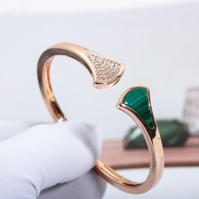 [Perla Lux]DREAM BRACELET OPEN MALACHITE PINK GOLD