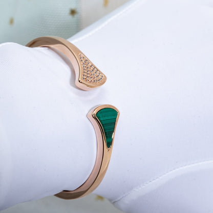 [Perla Lux]DREAM BRACELET OPEN MALACHITE PINK GOLD