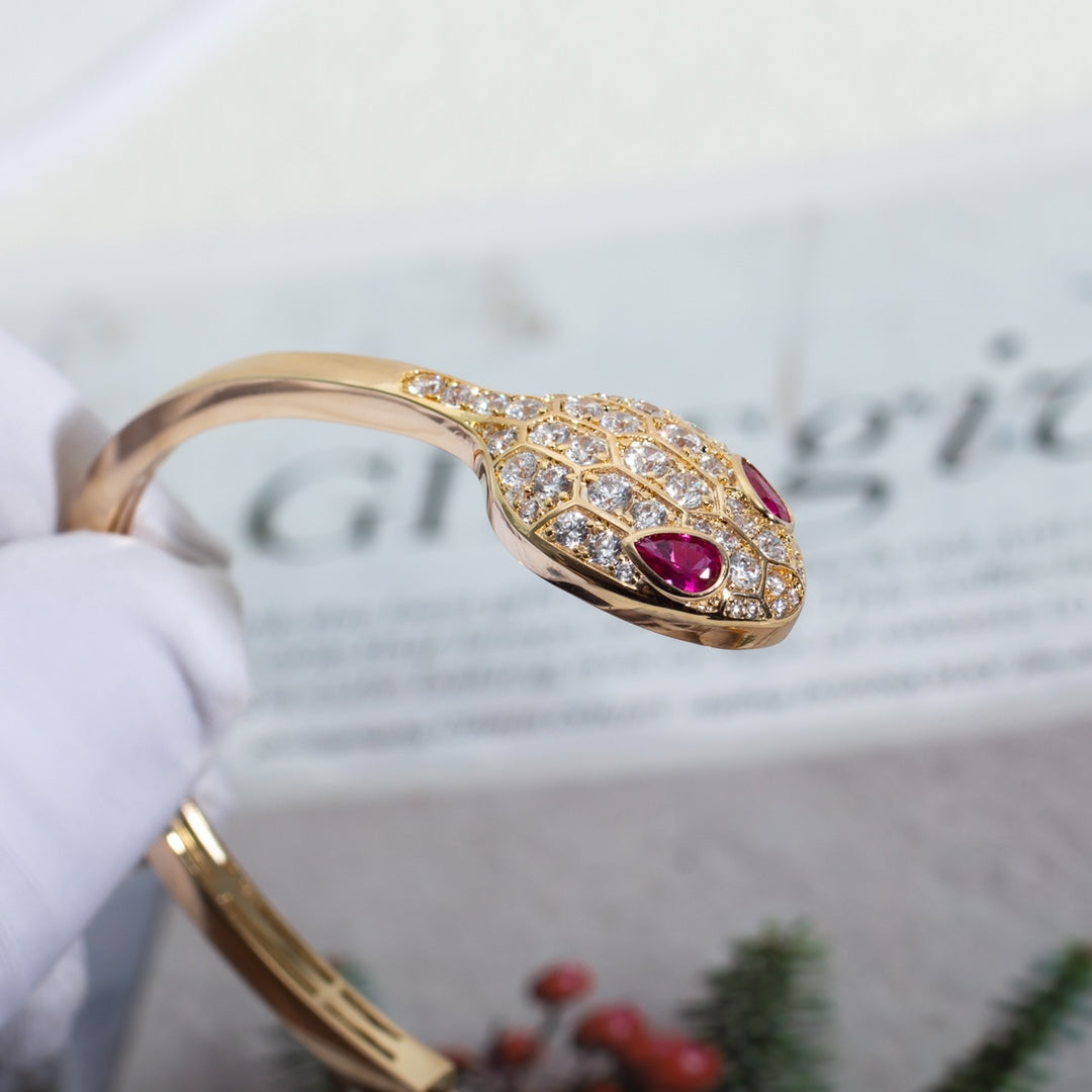 [Perla Lux]SERPENTI BRACELET PINK GOLD DIAMOND DOUBLE SNAKE