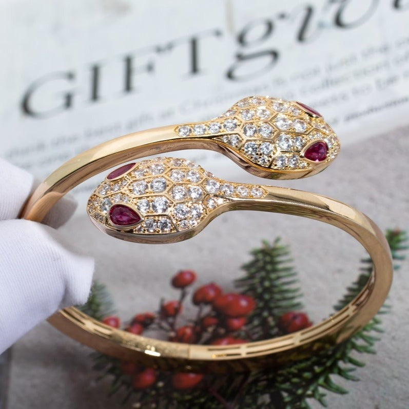 [Perla Lux]SERPENTI BRACELET PINK GOLD DIAMOND DOUBLE SNAKE