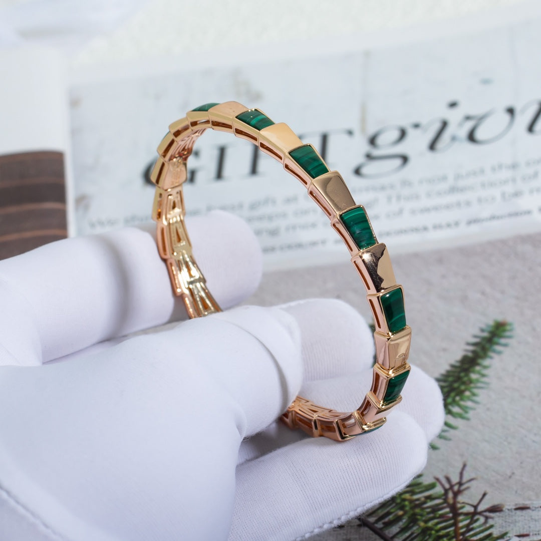 [Perla Lux]SERPENTI BRACELET PINK GOLD MALACHITE