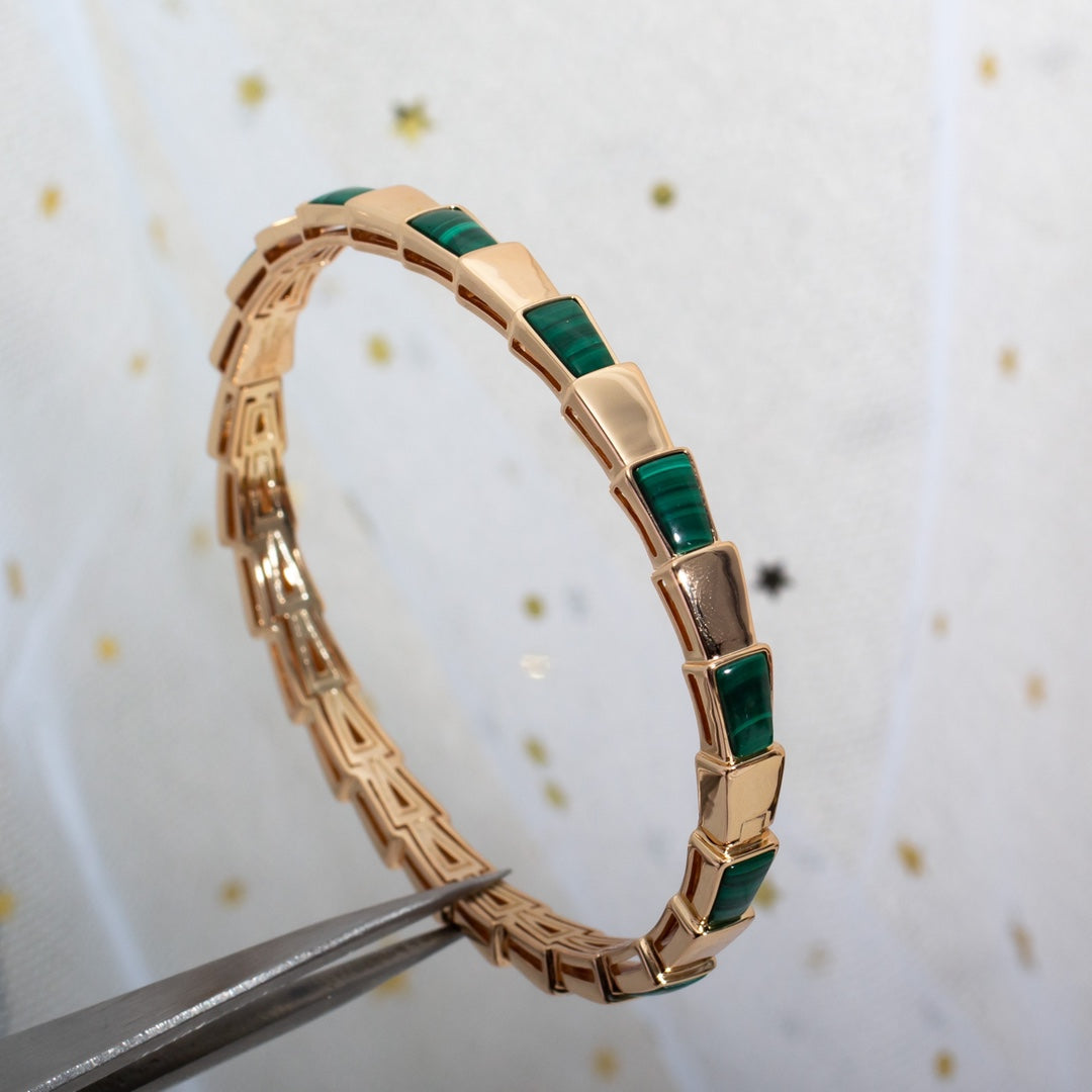 [Perla Lux]SERPENTI BRACELET PINK GOLD MALACHITE