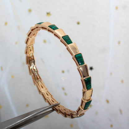 [Perla Lux]SERPENTI BRACELET PINK GOLD MALACHITE