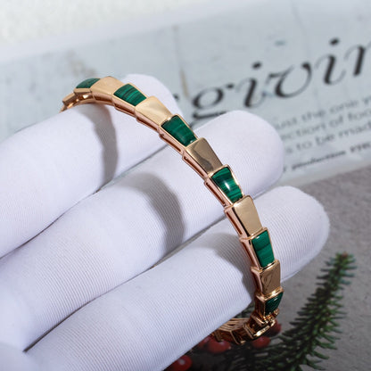 [Perla Lux]SERPENTI BRACELET PINK GOLD MALACHITE
