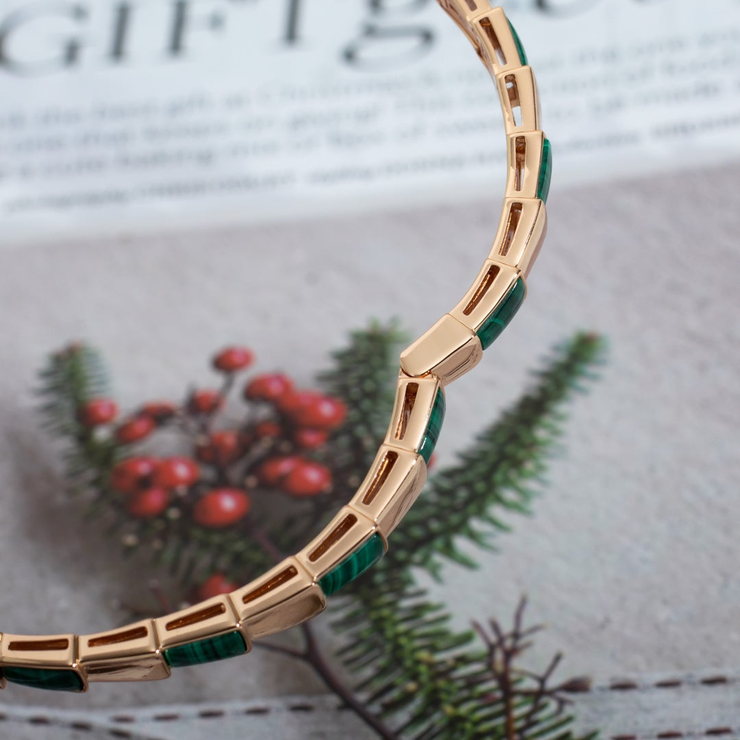 [Perla Lux]SERPENTI BRACELET PINK GOLD MALACHITE
