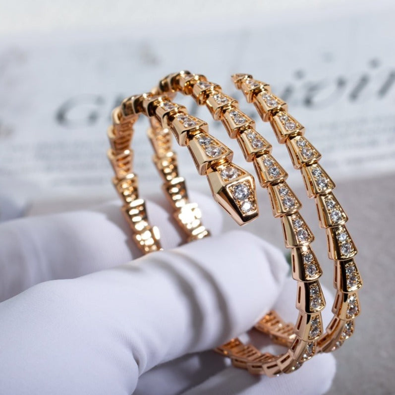 [Perla Lux]SERPENTI BRACELET PINK GOLD DIAMOND DOUBLE ROW