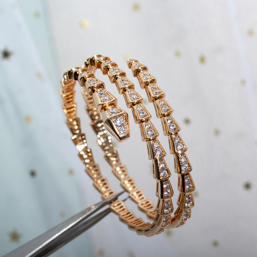 [Perla Lux]SERPENTI BRACELET PINK GOLD DIAMOND DOUBLE ROW