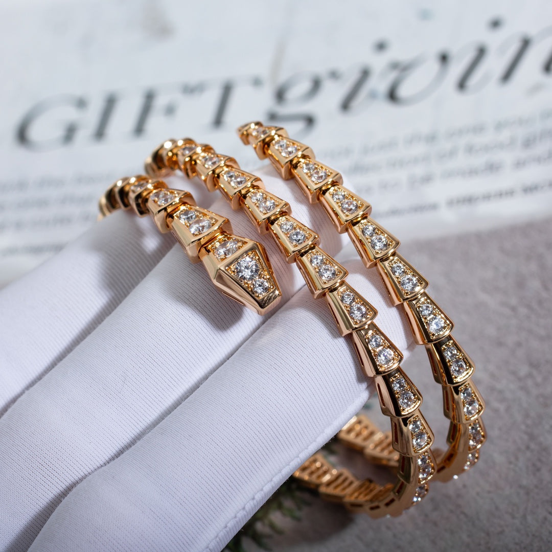 [Perla Lux]SERPENTI BRACELET PINK GOLD DIAMOND DOUBLE ROW