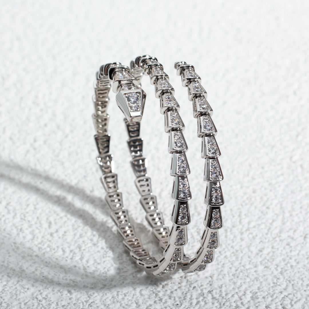 [Perla Lux]SERPENTI BRACELET SILVER DIAMOND DOUBLE ROW