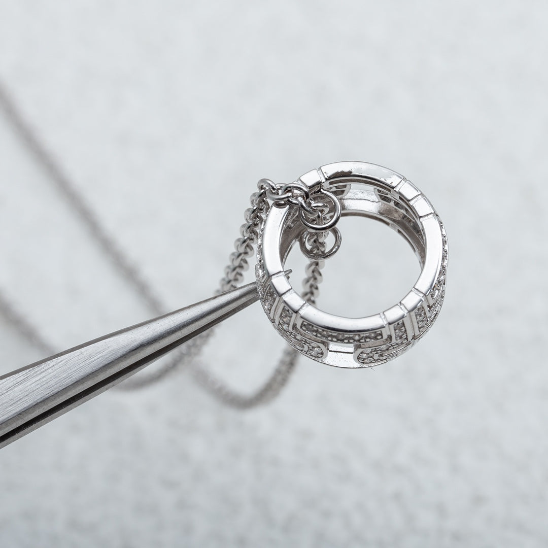 [Perla Lux]PARENTESI NECKLACE SILVER DIAMOND