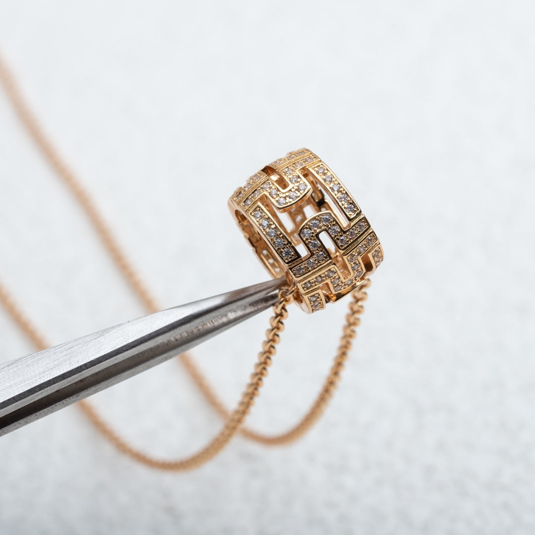 [Perla Lux]PARENTESI NECKLACE PINK GOLD DIAMOND
