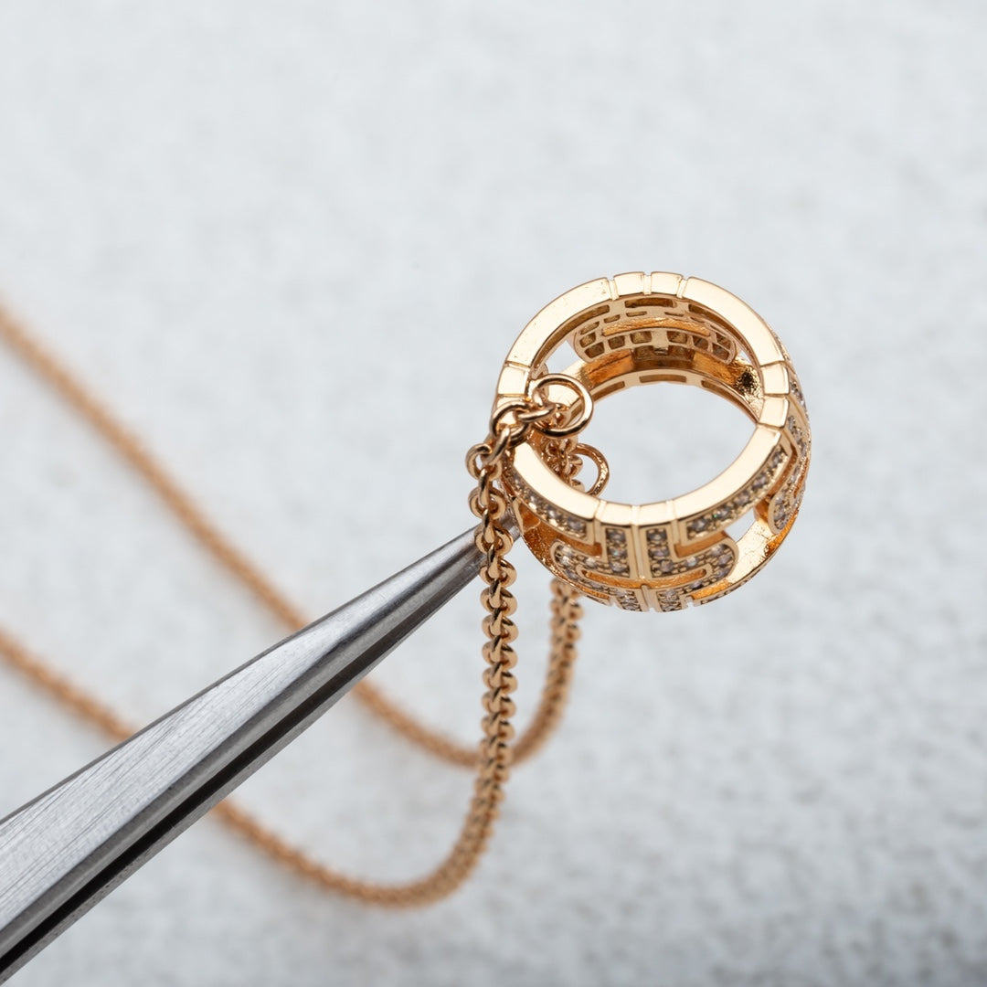 [Perla Lux]PARENTESI NECKLACE PINK GOLD DIAMOND