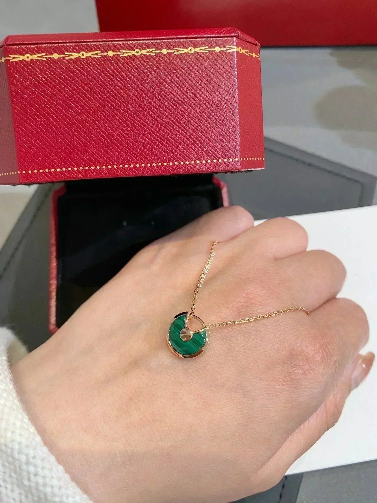 [Perla Lux]AMULETTE ROSE GOLD MALACHITE NECKLACE