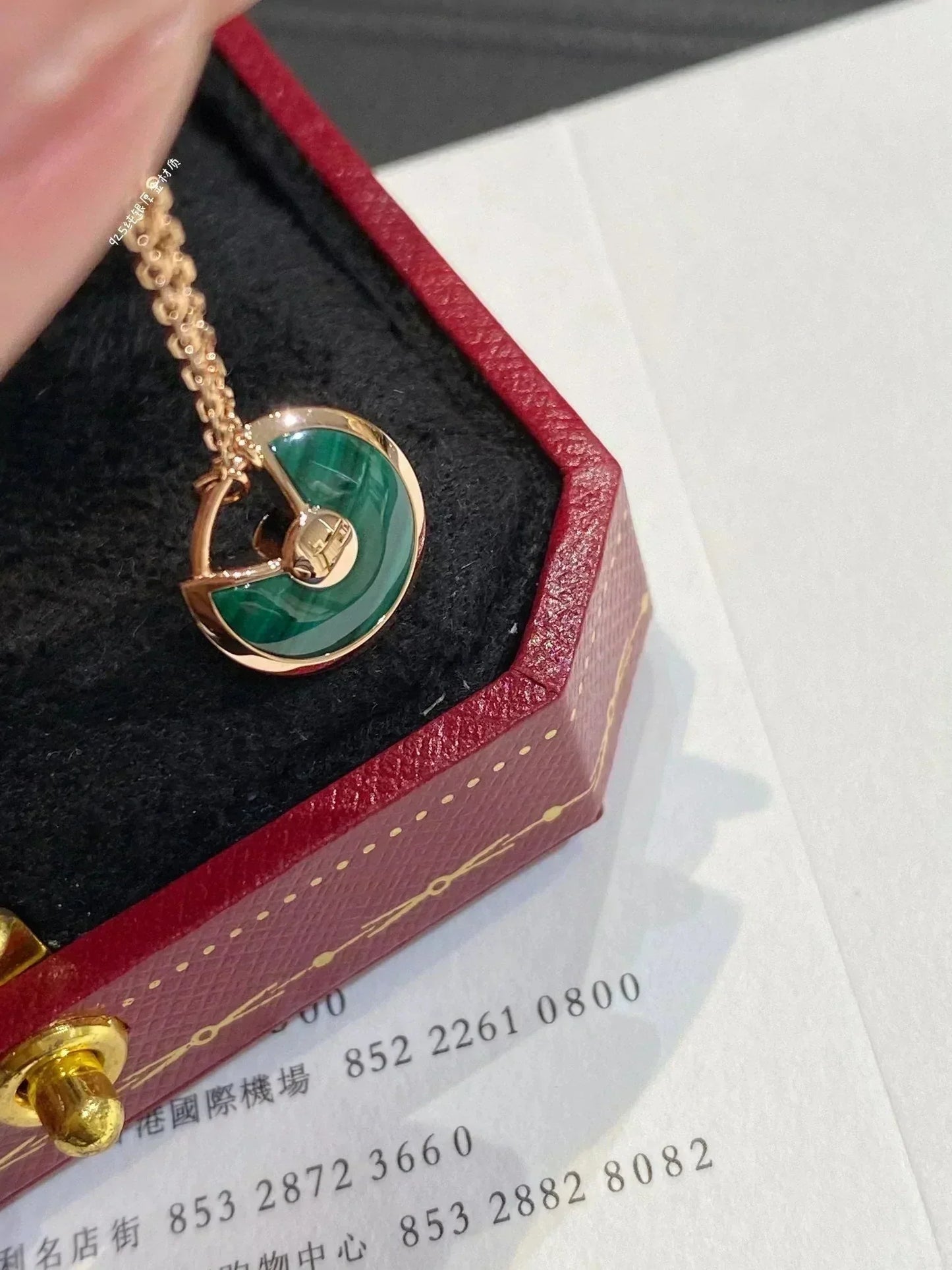 [Perla Lux]AMULETTE ROSE GOLD MALACHITE NECKLACE
