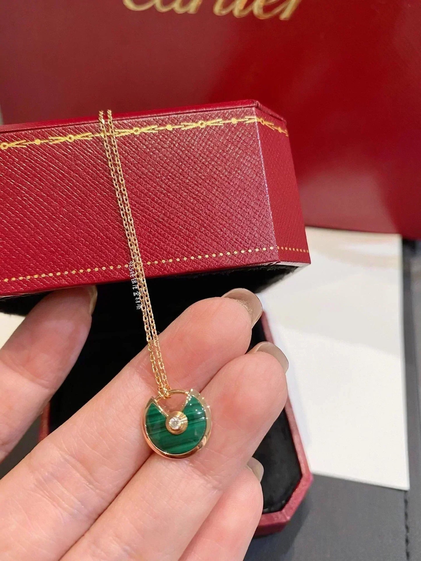 [Perla Lux]AMULETTE ROSE GOLD MALACHITE NECKLACE