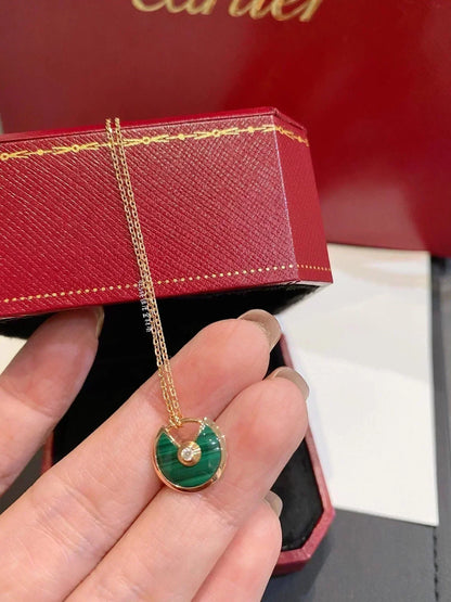 [Perla Lux]AMULETTE ROSE GOLD MALACHITE NECKLACE