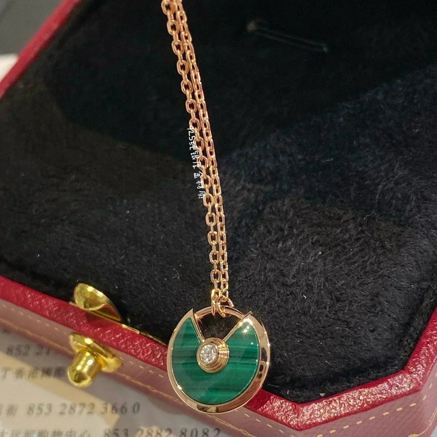 [Perla Lux]AMULETTE ROSE GOLD MALACHITE NECKLACE