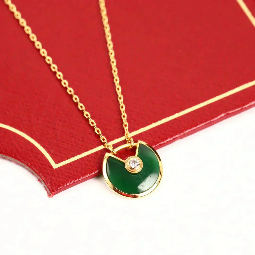[Perla Lux]AMULETTE GOLD MALACHITE NECKLACE